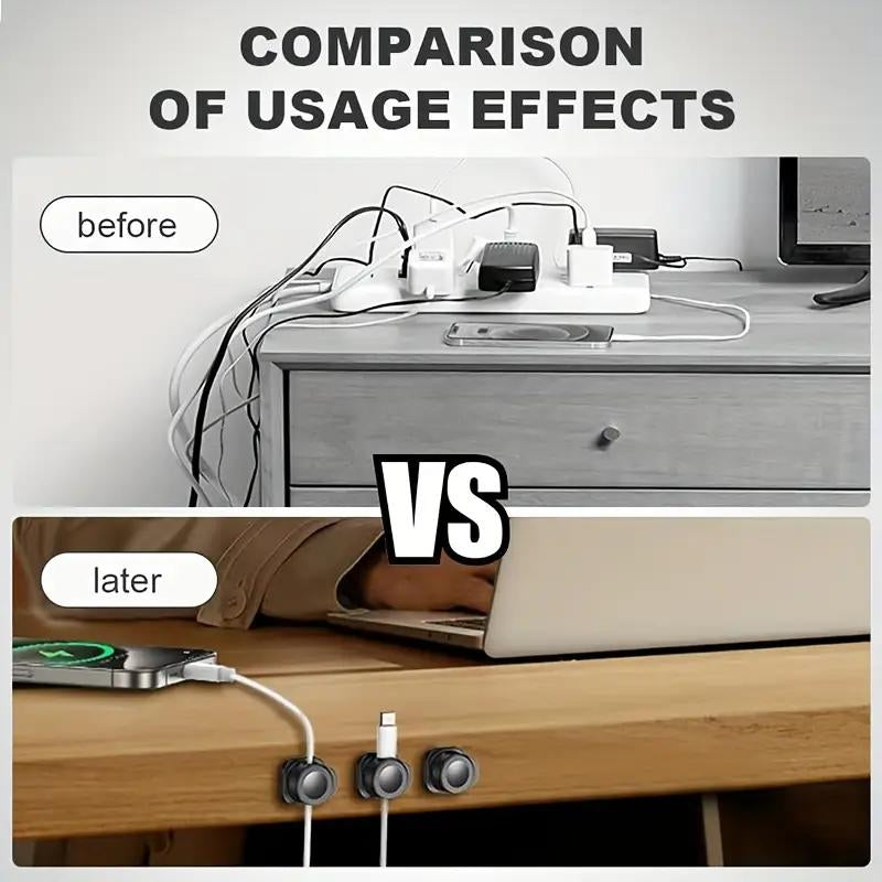 Self-Adhesive Cable Management Clips, Wire Organizer for Desk & Wall, Cord Holder for Charging Cables, Power Cords, Home & Office Use Gift