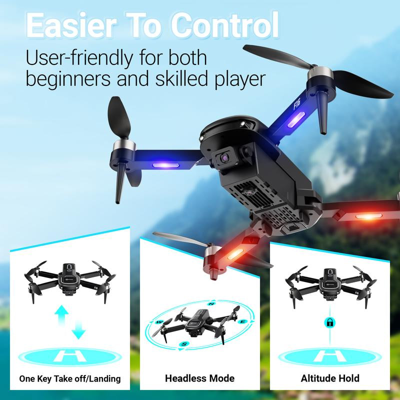 Contixo F16 RC Drone with 1080P Camera, Brushless Motor, 16 Min Flight, FPV, 360° Flips for Kids/Adults Foldable Dron Folding Drone With