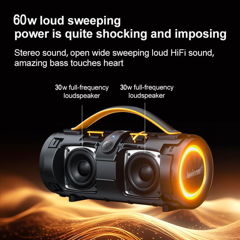 Lewinner Portable Wireless Speaker Outdoor Wireless Speakers with 60W Loud Stereo Sound,20Hours Playtime for Home/Outdoor/Party/Sonic Speaker Smartphone