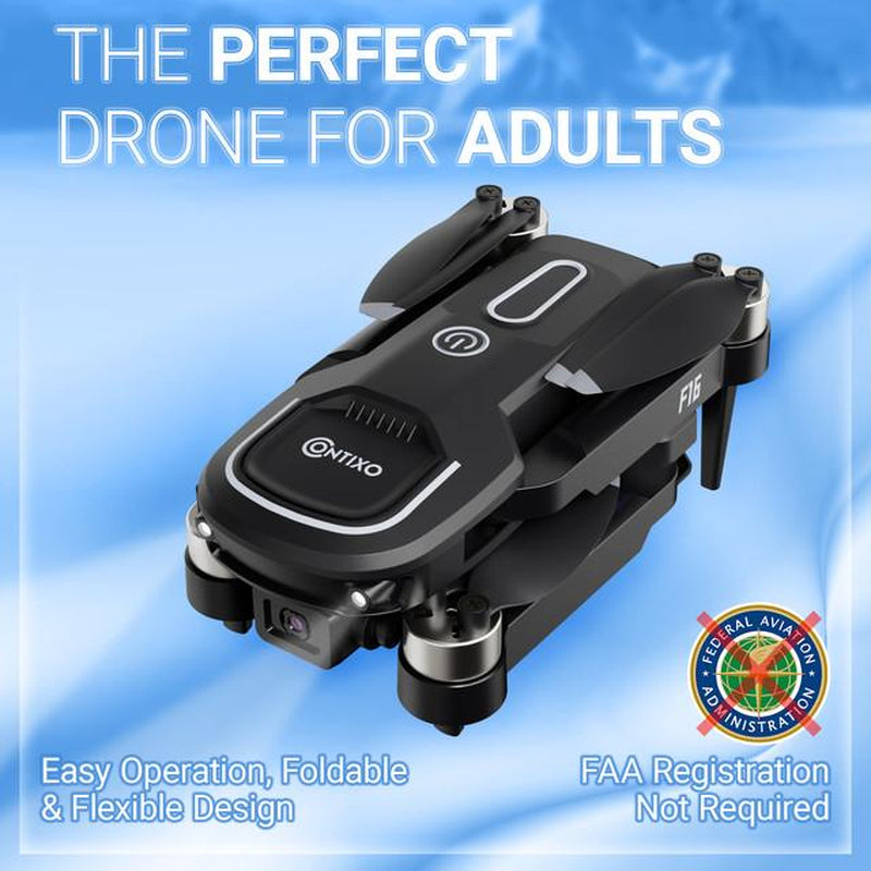 Contixo F16 RC Drone with 1080P Camera, Brushless Motor, 16 Min Flight, FPV, 360° Flips for Kids/Adults Foldable Dron Folding Drone With