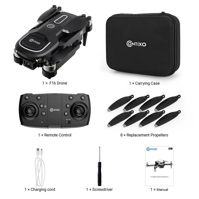 Contixo F16 RC Drone with 1080P Camera, Brushless Motor, 16 Min Flight, FPV, 360° Flips for Kids/Adults Foldable Dron Folding Drone With