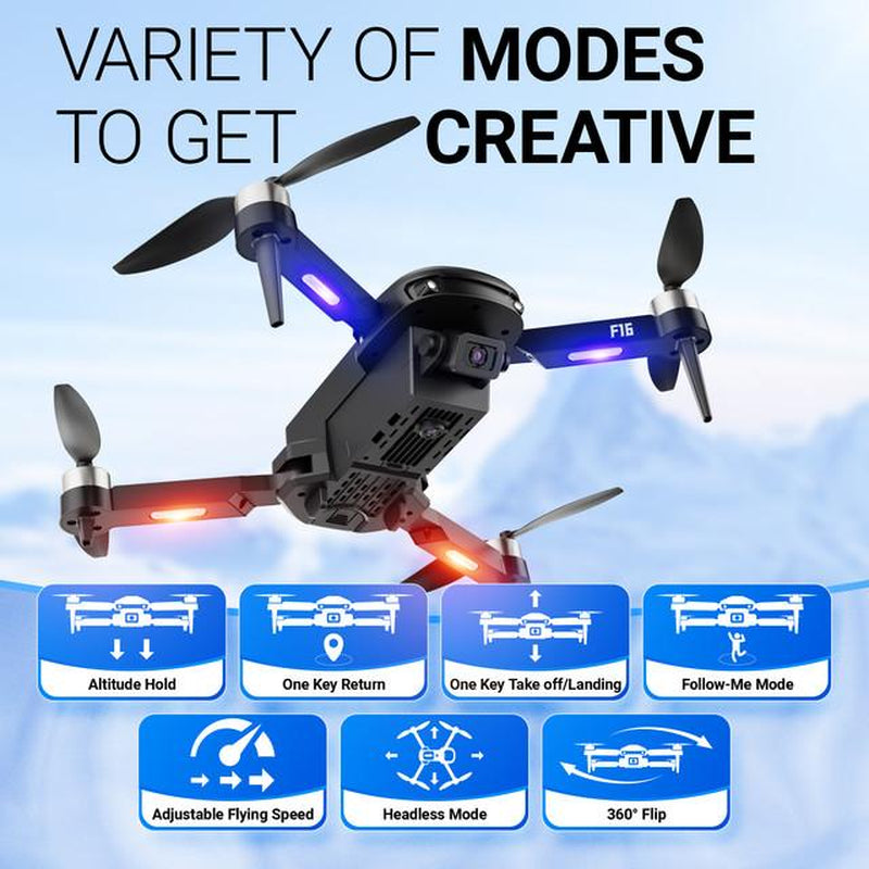 Contixo F16 RC Drone with 1080P Camera, Brushless Motor, 16 Min Flight, FPV, 360° Flips for Kids/Adults Foldable Dron Folding Drone With