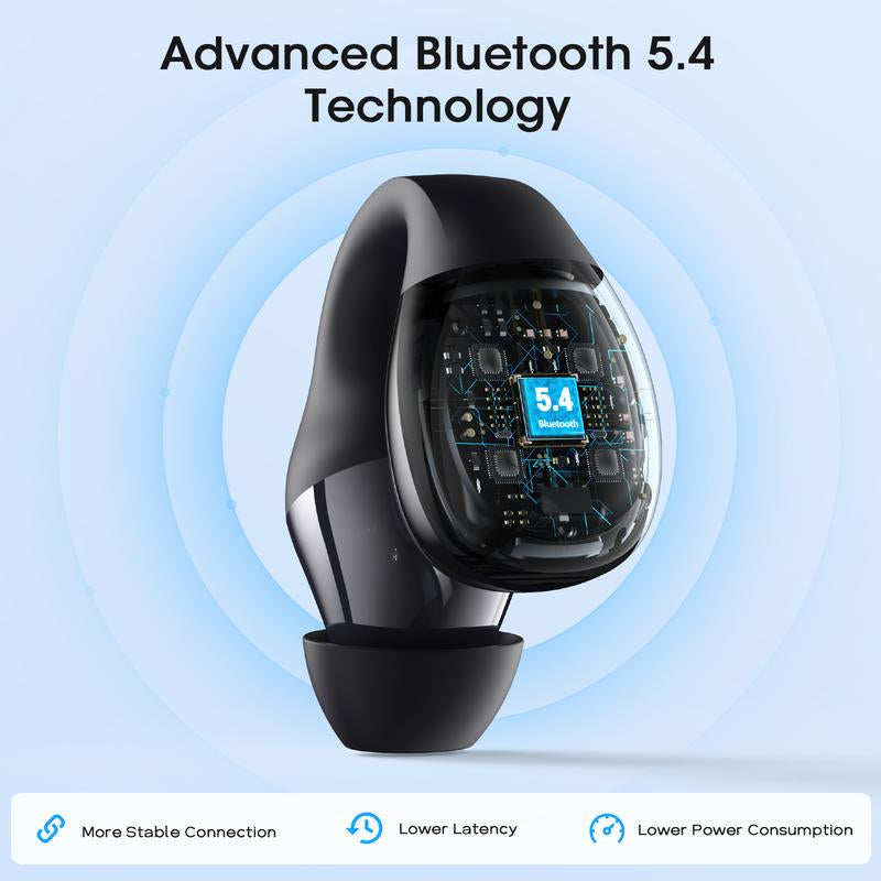 Open Ear Wireless Earbuds, Bluetooth 5.4 Clip on Earbuds with Mic, Open Ear Headphones with Charging Case LED Display, 44H Play, IP54 Waterproof, Lightweight Comfort for Running Sport Workout