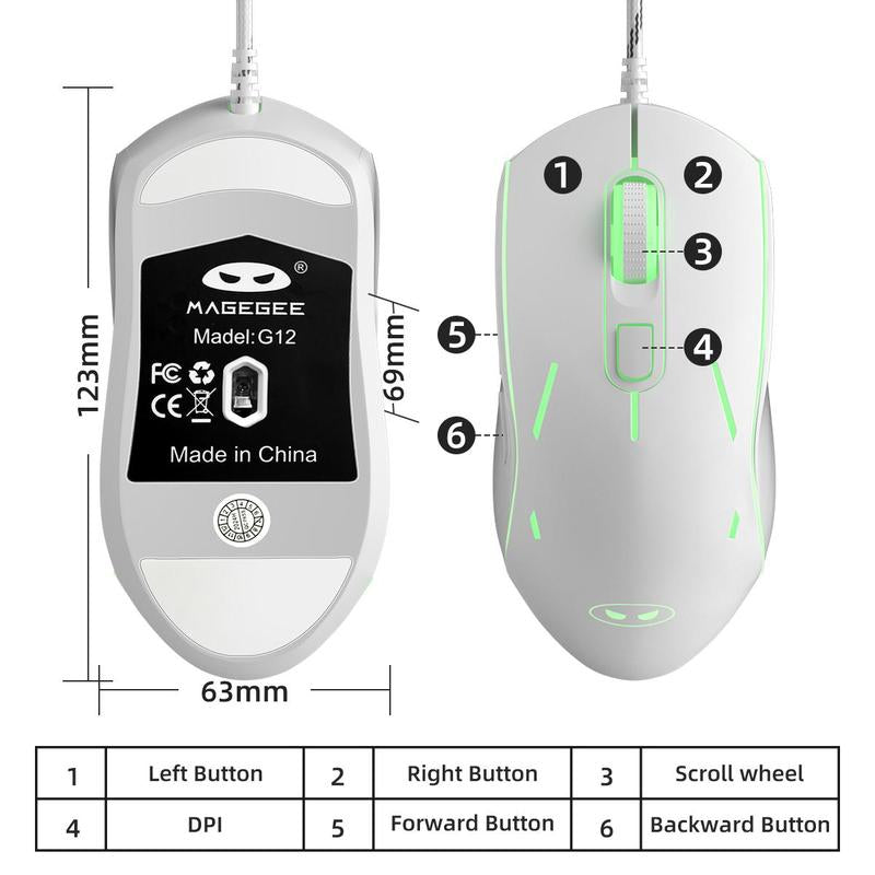Magegee GK970 Keyboard & Mouse Combo, 1 Set Wired Backlit Keyboard & Mouse, Office PC Keyboard & Adjustable Sensitivity Mouse for Pc/Laptop