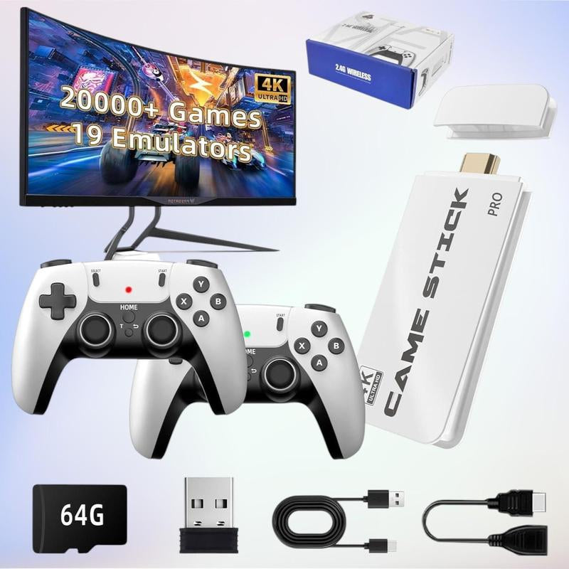 Elevate Your Gaming: 4K Retro Stick with 15 Emulators, 20,000+ Games & 2.4G Wireless Controllers - Plug & Play!