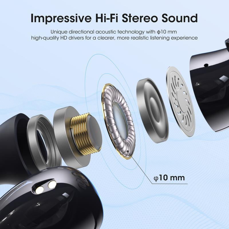 Open Ear Wireless Earbuds, Bluetooth 5.4 Clip on Earbuds with Mic, Open Ear Headphones with Charging Case LED Display, 44H Play, IP54 Waterproof, Lightweight Comfort for Running Sport Workout