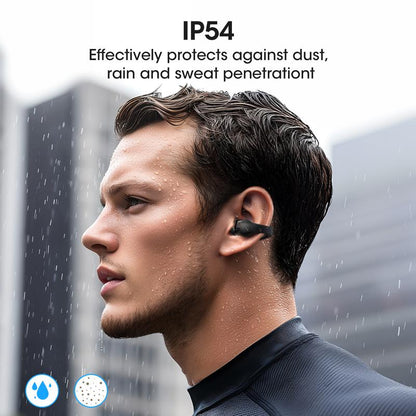 Open Ear Wireless Earbuds, Bluetooth 5.4 Clip on Earbuds with Mic, Open Ear Headphones with Charging Case LED Display, 44H Play, IP54 Waterproof, Lightweight Comfort for Running Sport Workout