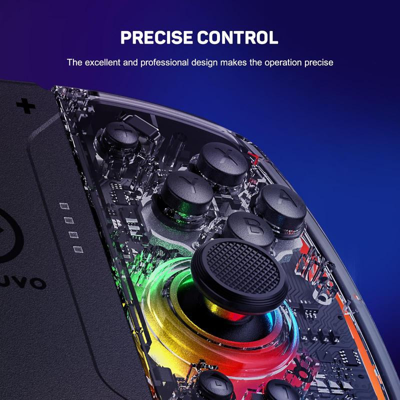 Wireless Gamepad, Transparent Design Bluetooth-Compatible Game Controller with RGB Light, Dual Motor Left and Right Transparent Handle, Gaming Accessories