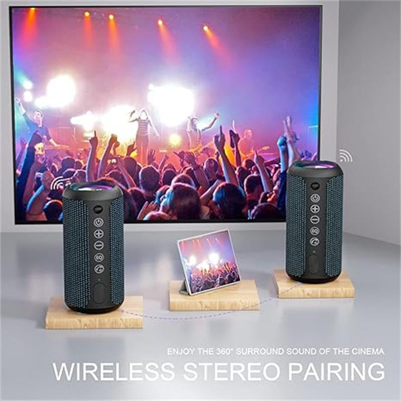 【Ortizan】Ipx7 Waterproof, 24W Stereo, HD Noise Reduction Wireless Stereo Pairing, 30H Play Time (Black)X10