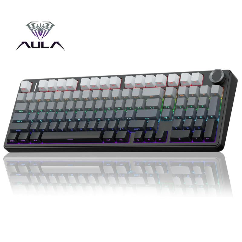 Aula F99 PRO 96% Mechanical Keyboard, Bt5.0/Usb-C/2.4Ghz Wireless Gaming Keyboard, Knob, RGB Backlits for Win/Mac, Hot Swappable Gasket Custom Keyboard with 8000Mah Battery
