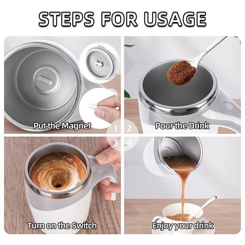 Automatic Self Stirring Cup, Portable Magnetic Stirring Coffee Mug, Rechargeable Electric Self Mixing Mug, Suitable for Coffee Powder Milk Tea