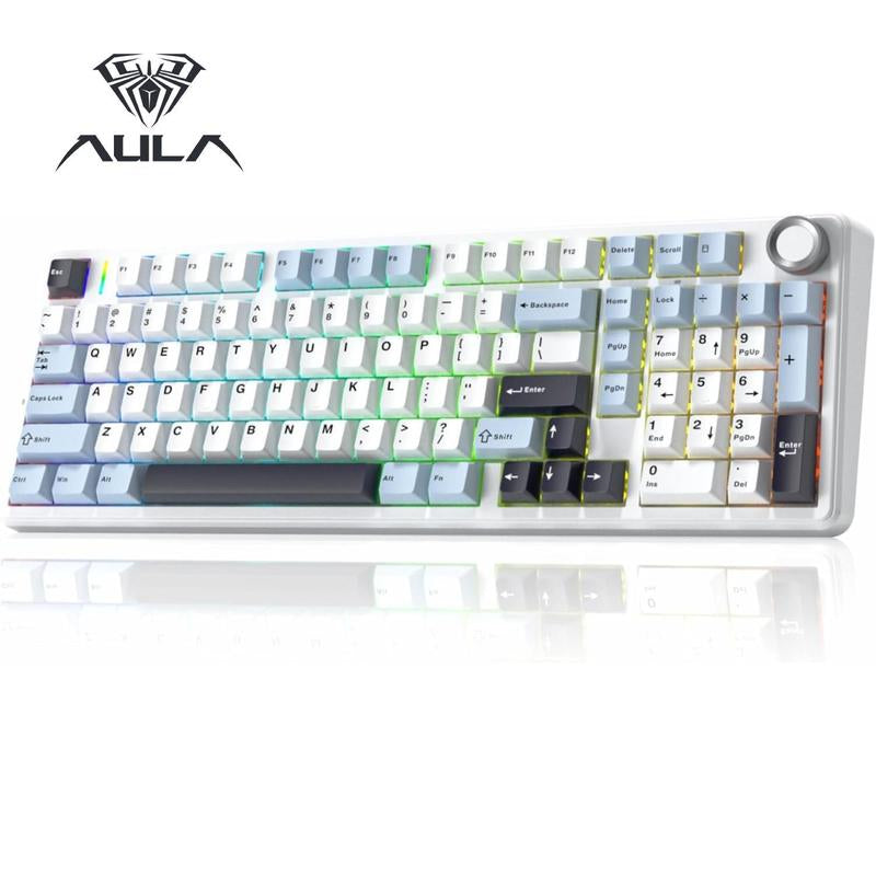 Aula F99 PRO 96% Mechanical Keyboard, Bt5.0/Usb-C/2.4Ghz Wireless Gaming Keyboard, Knob, RGB Backlits for Win/Mac, Hot Swappable Gasket Custom Keyboard with 8000Mah Battery