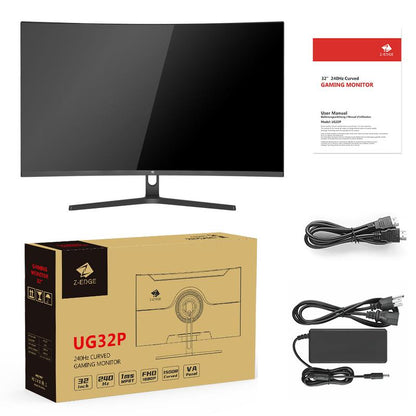 Z-Edge 32-Inch Curved Gaming Monitor, 1920X1080 Resolution, 240Hz Refresh Rate, 1Ms Response Time, Frameless LED, AMD Freesync, Displayport & HDMI Connectivity，Ztklhug32P