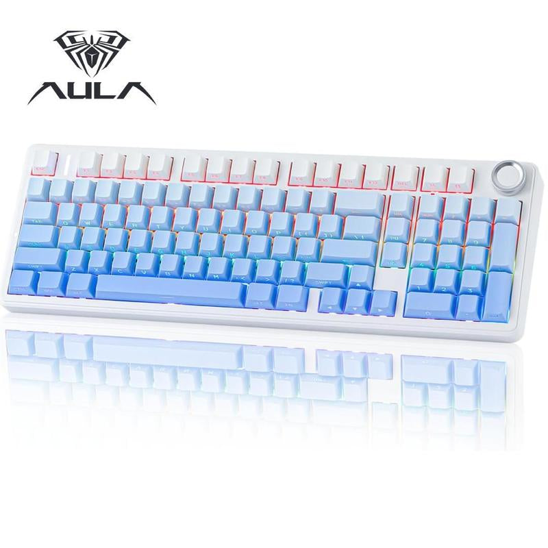 Aula F99 PRO 96% Mechanical Keyboard, Bt5.0/Usb-C/2.4Ghz Wireless Gaming Keyboard, Knob, RGB Backlits for Win/Mac, Hot Swappable Gasket Custom Keyboard with 8000Mah Battery