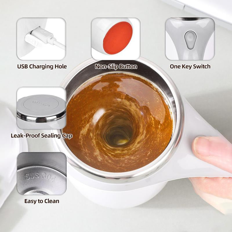 Automatic Self Stirring Cup, Portable Magnetic Stirring Coffee Mug, Rechargeable Electric Self Mixing Mug, Suitable for Coffee Powder Milk Tea