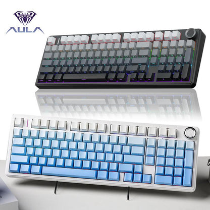 Aula F99 PRO 96% Mechanical Keyboard, Bt5.0/Usb-C/2.4Ghz Wireless Gaming Keyboard, Knob, RGB Backlits for Win/Mac, Hot Swappable Gasket Custom Keyboard with 8000Mah Battery