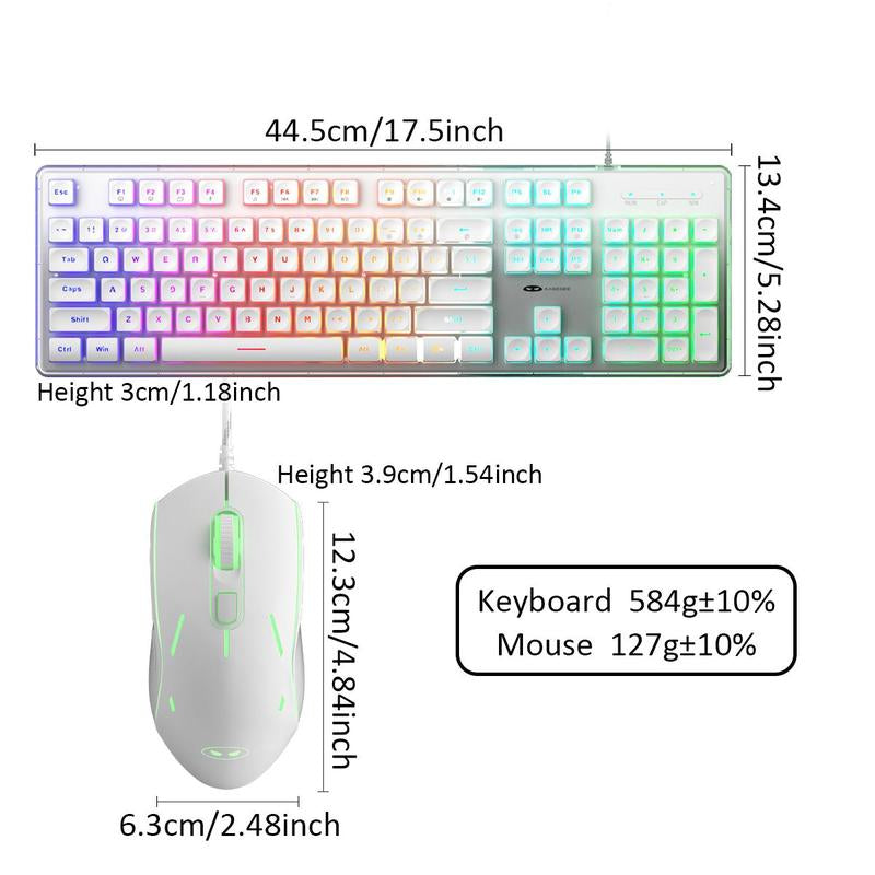 Magegee GK970 Keyboard & Mouse Combo, 1 Set Wired Backlit Keyboard & Mouse, Office PC Keyboard & Adjustable Sensitivity Mouse for Pc/Laptop