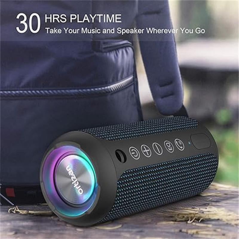 【Ortizan】Ipx7 Waterproof, 24W Stereo, HD Noise Reduction Wireless Stereo Pairing, 30H Play Time (Black)X10