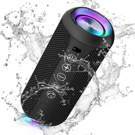 【Ortizan】Ipx7 Waterproof, 24W Stereo, HD Noise Reduction Wireless Stereo Pairing, 30H Play Time (Black)X10