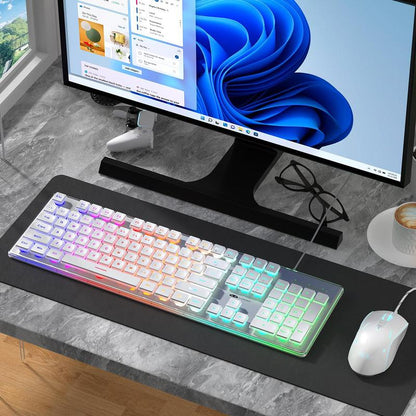 Magegee GK970 Keyboard & Mouse Combo, 1 Set Wired Backlit Keyboard & Mouse, Office PC Keyboard & Adjustable Sensitivity Mouse for Pc/Laptop