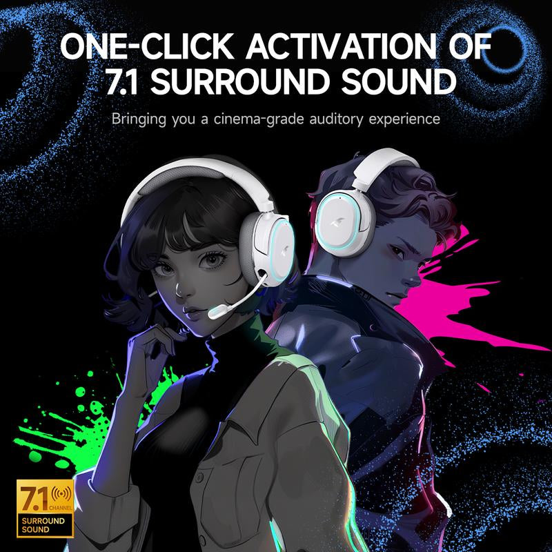 Picun G2 Gaming Headset Version 5.3, 7.1 Surround Sound, 5Ms Low Latency ENC Microphone for PC PS4 PS5 for PC Laptop
