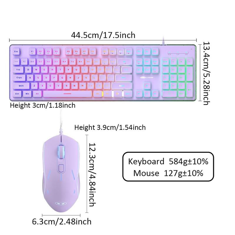 Magegee GK970 Keyboard & Mouse Combo, 1 Set Wired Backlit Keyboard & Mouse, Office PC Keyboard & Adjustable Sensitivity Mouse for Pc/Laptop