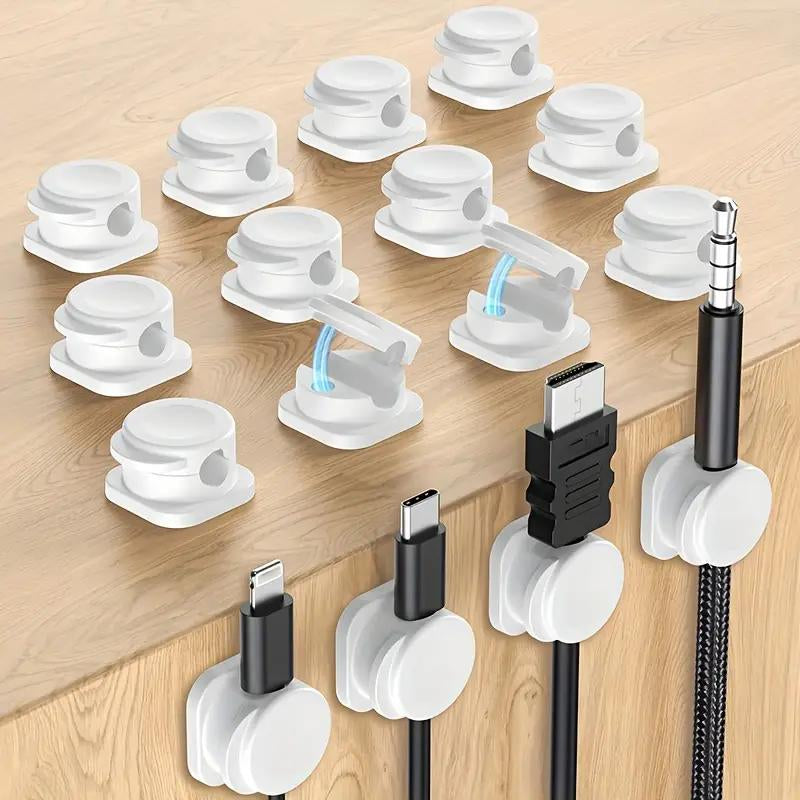 Self-Adhesive Cable Management Clips, Wire Organizer for Desk & Wall, Cord Holder for Charging Cables, Power Cords, Home & Office Use Gift