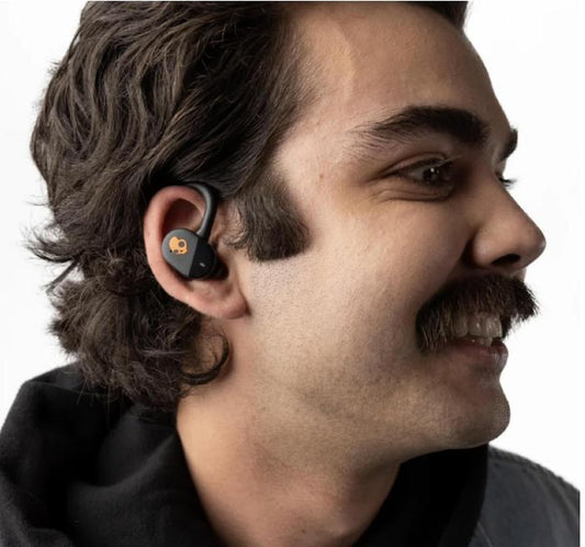 Skullcandy Push Play Active In-Ear Wireless Earbuds, 34 Hr Battery, Stay-Aware Mode, Microphone, Bluetooth Devices - True Black/Orange