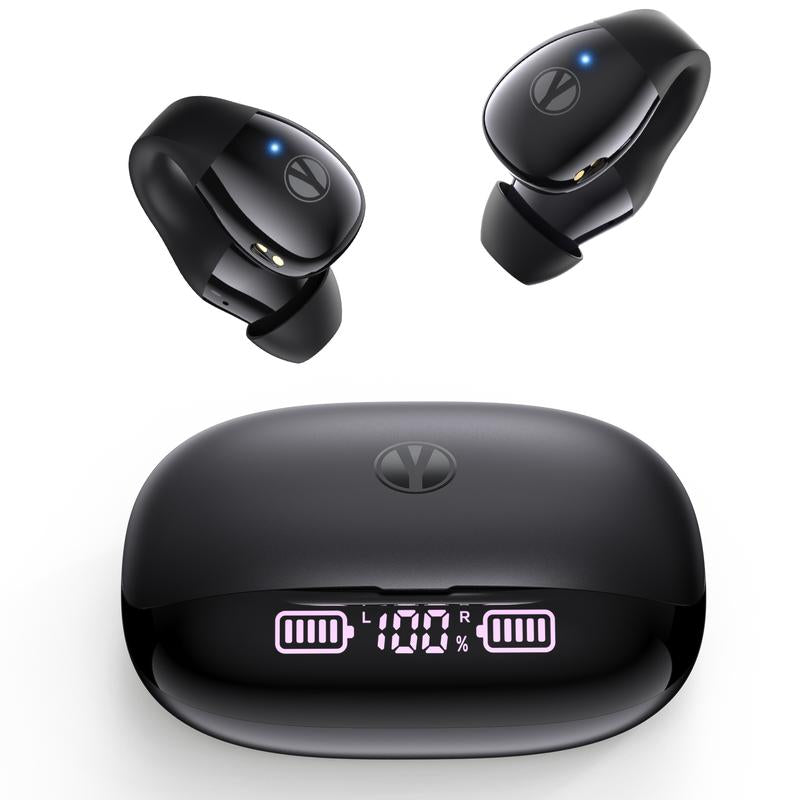 Open Ear Wireless Earbuds, Bluetooth 5.4 Clip on Earbuds with Mic, Open Ear Headphones with Charging Case LED Display, 44H Play, IP54 Waterproof, Lightweight Comfort for Running Sport Workout