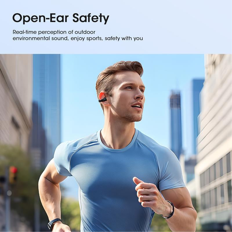 Open Ear Wireless Earbuds, Bluetooth 5.4 Clip on Earbuds with Mic, Open Ear Headphones with Charging Case LED Display, 44H Play, IP54 Waterproof, Lightweight Comfort for Running Sport Workout