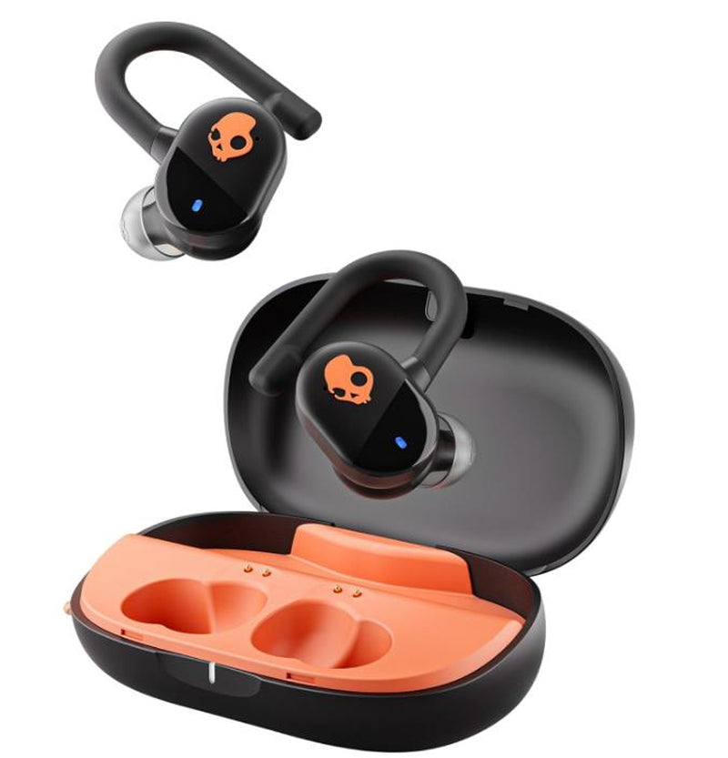 Skullcandy Push Play Active In-Ear Wireless Earbuds, 34 Hr Battery, Stay-Aware Mode, Microphone, Bluetooth Devices - True Black/Orange