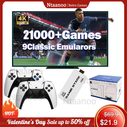 Ntaanoo 2025 New Video Gamepad Console, 2.4G Dual Wireless Game Controller, Support 4K Game Graphics, over 21,000 Classic Retro Games, Best Christmas Gift for Boys!