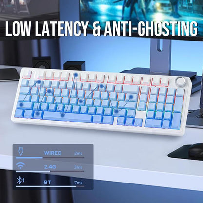 Aula F99 PRO 96% Mechanical Keyboard, Bt5.0/Usb-C/2.4Ghz Wireless Gaming Keyboard, Knob, RGB Backlits for Win/Mac, Hot Swappable Gasket Custom Keyboard with 8000Mah Battery