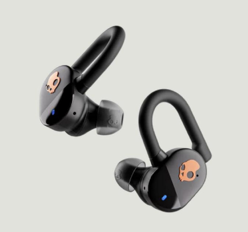 Skullcandy Push Play Active In-Ear Wireless Earbuds, 34 Hr Battery, Stay-Aware Mode, Microphone, Bluetooth Devices - True Black/Orange