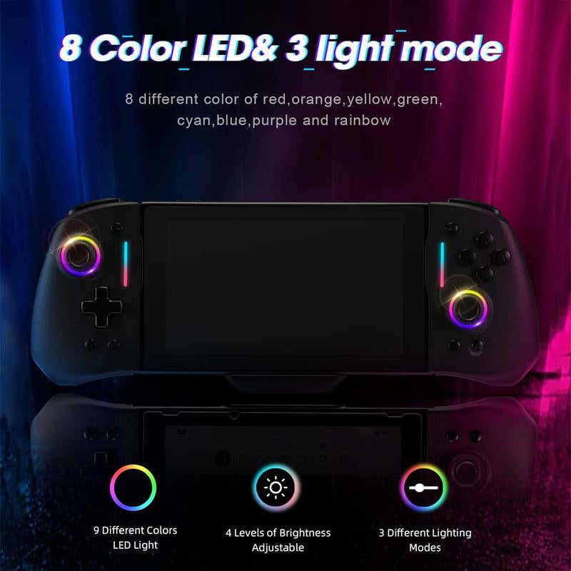 Wired Game Controller, BINBOK Switch Controller for Switch/Switch OLED with Handheld Grip RGB Double Motor Vibration Built-In 6-Axis Gyro Joystick