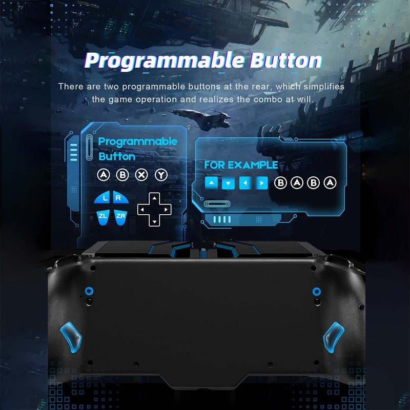 Wired Game Controller, BINBOK Switch Controller for Switch/Switch OLED with Handheld Grip RGB Double Motor Vibration Built-In 6-Axis Gyro Joystick