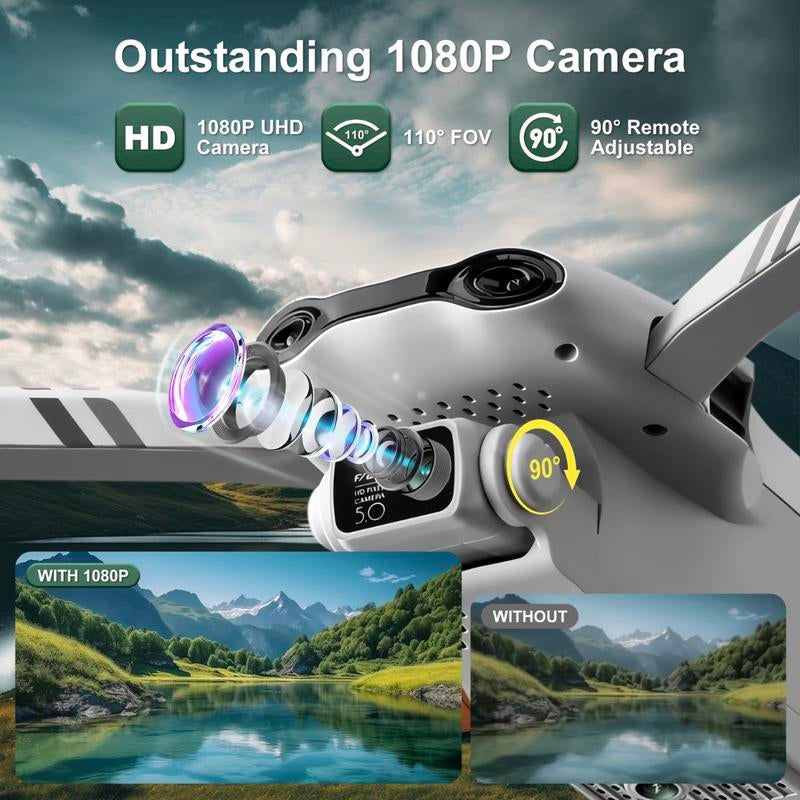 -F10 Foldable Drone with Camera for Adults/Kids Foldable RC Quadcopter Drone with 1080P HD Camera Wifi FPV Live Video, Altitude Hold, One Key Take Off/Landing, 3D Flip, APP Control, Beginner