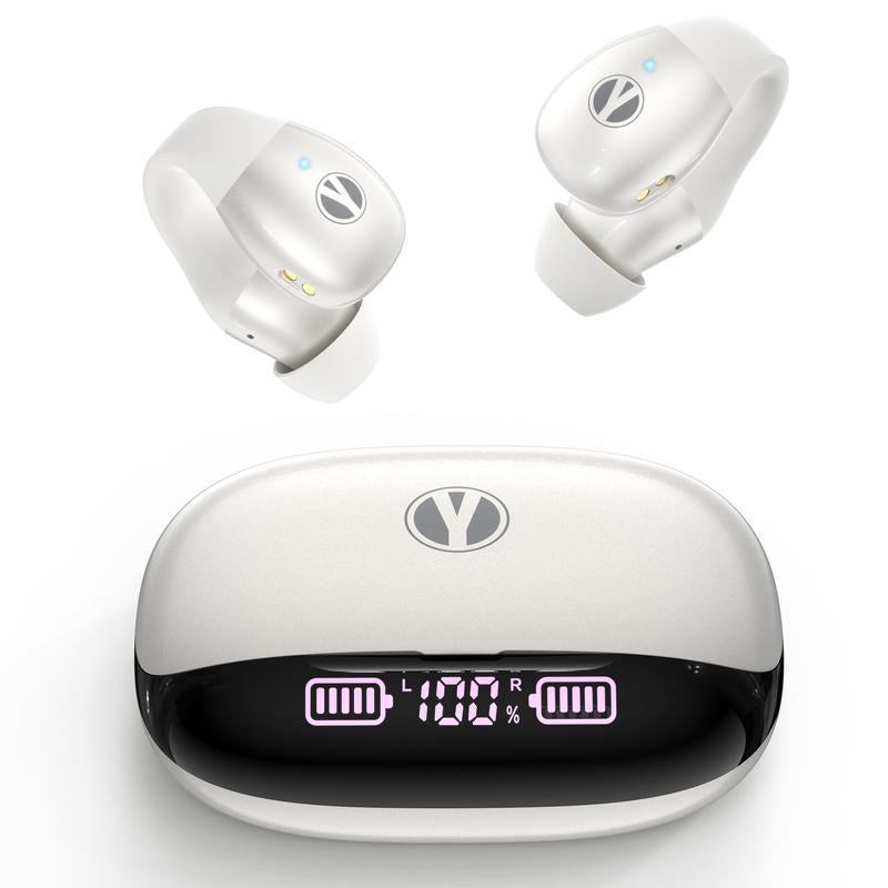 Open Ear Wireless Earbuds, Bluetooth 5.4 Clip on Earbuds with Mic, Open Ear Headphones with Charging Case LED Display, 44H Play, IP54 Waterproof, Lightweight Comfort for Running Sport Workout