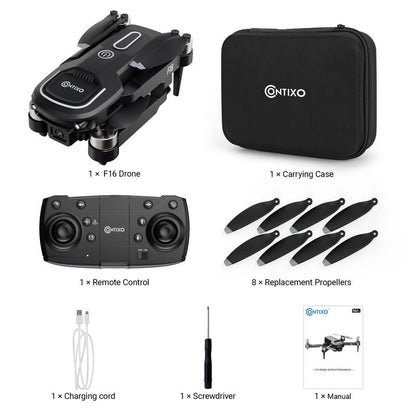 Contixo F16 RC Drone with 1080P Camera, Brushless Motor, 16 Min Flight, FPV, 360° Flips for Kids/Adults Foldable Dron Folding Drone With
