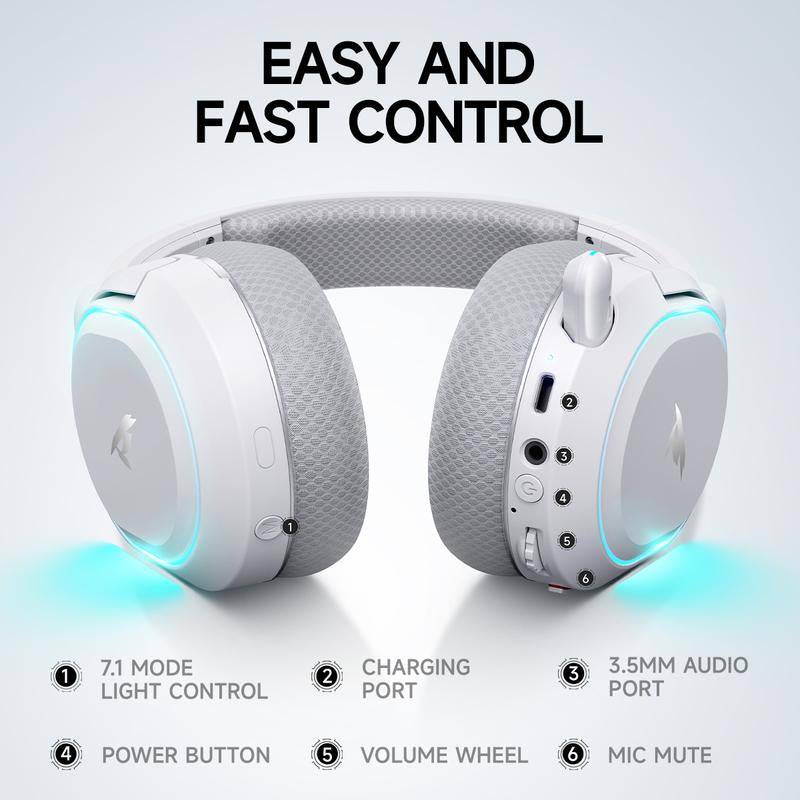 Picun G2 Gaming Headset Version 5.3, 7.1 Surround Sound, 5Ms Low Latency ENC Microphone for PC PS4 PS5 for PC Laptop