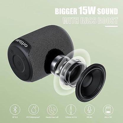 【Ortizan】Ipx7 Waterproof, 24W Stereo, HD Noise Reduction Wireless Stereo Pairing, 30H Play Time (Black)X10